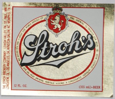 strohs beer label