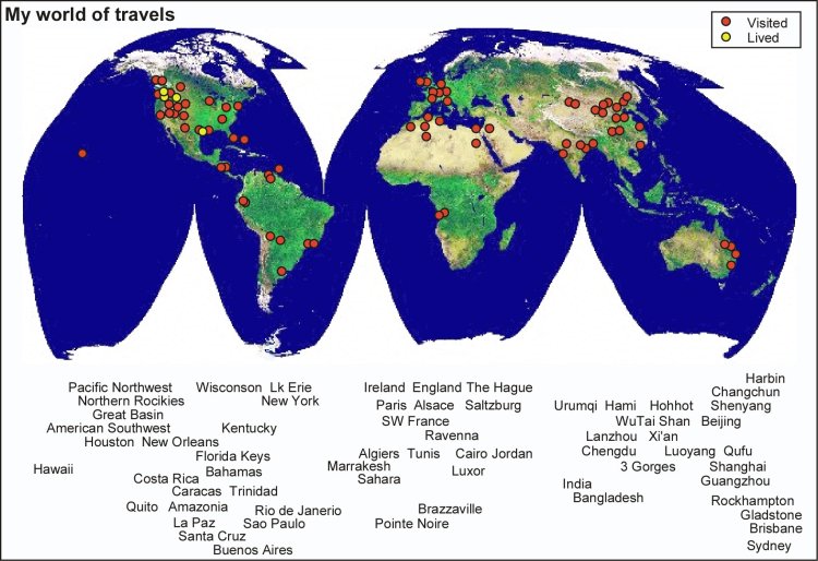 map of locations visited worldwide